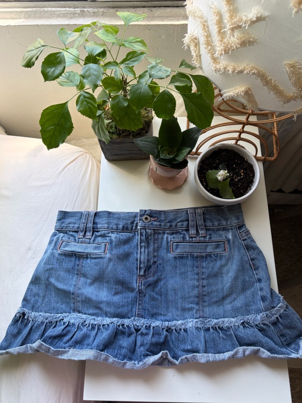 Old Navy Denim Ruffle Hem Mini Skirt - Light Blue